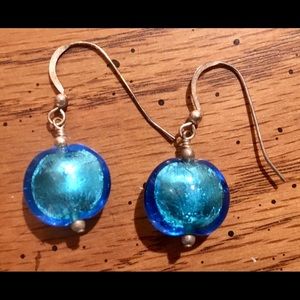 Venetian blue glass drop earrings